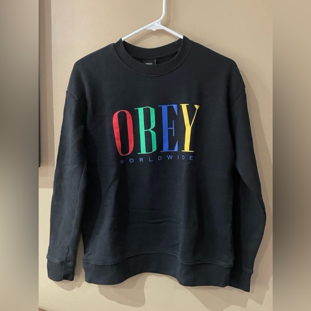 Obey Black Sweatshirt with Multicolor Logo